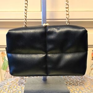 a new day black vinyl quilted evening mini bag